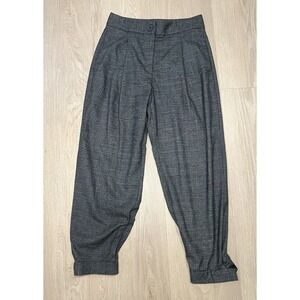 Zara Taylored Jogger Pants SZ S Plaid High Rise Tapered Cuff Cropped Trousers